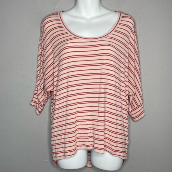 CABI 5750 Tickled Tee Summer Stripe Pink Shirt Top Size XS Dolman Comfy Soft - Picture 2 of 8